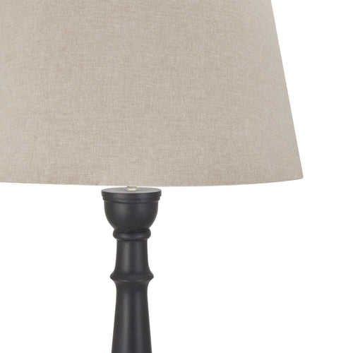 Charcoal Wooden Floor Lamp With Linen Shade
