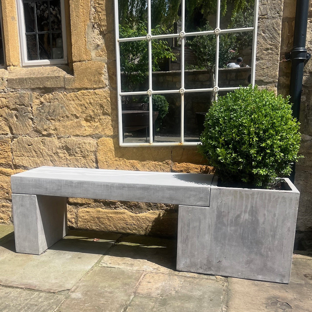 Concrete Bench Planter – Cotswold Luxe - Main Image