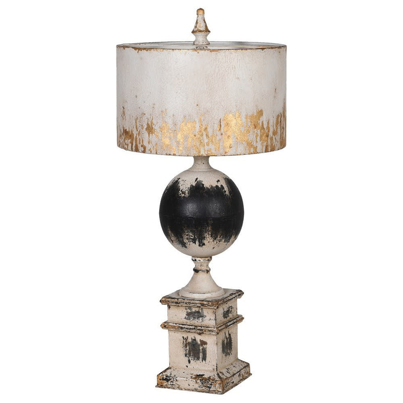 Distressed Black and cream iron table lamp