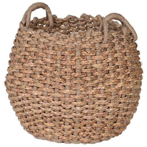 Weaved Hyacinth Basket With Jute Handles