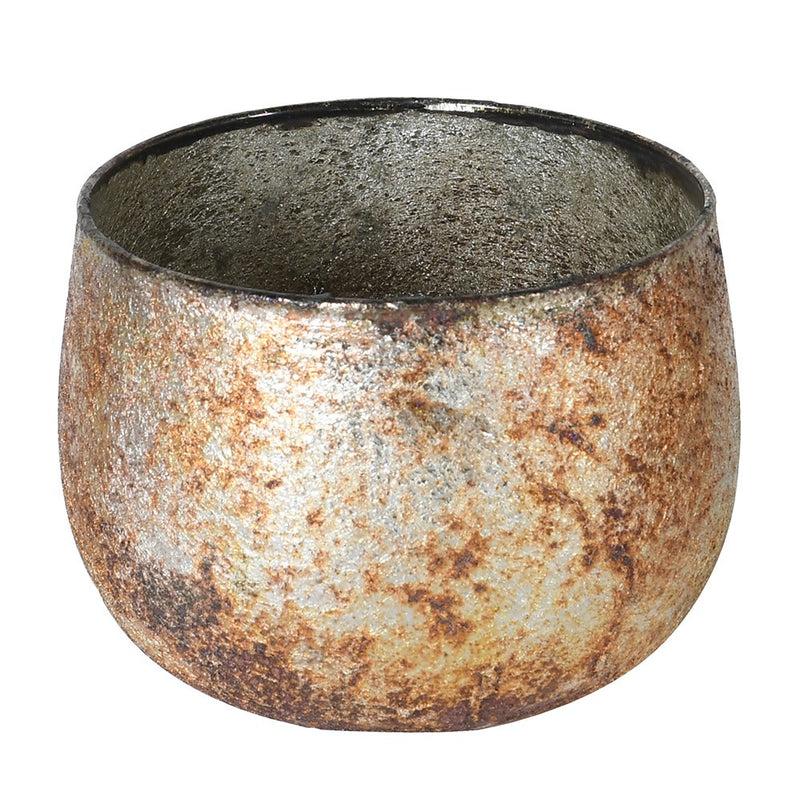 Rust Distressed Glass Candle Holder
