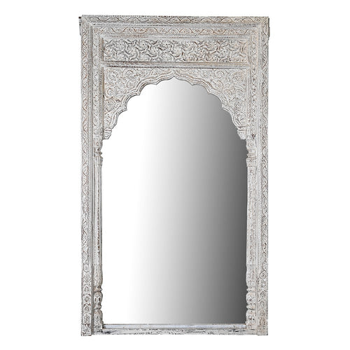 White Washed Ornate Carved Mirror