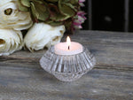 Round Ribbed Glass Tealight Holder
