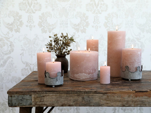 Rustic Dusty Rose Pillar Candle
