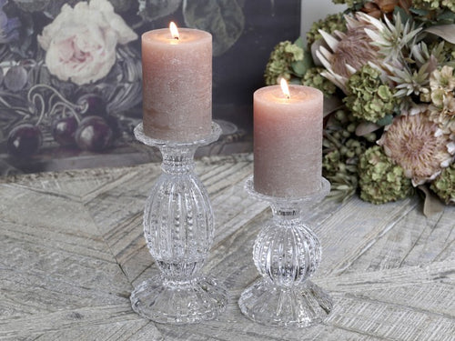 Clear Glass Bobble Candlestick