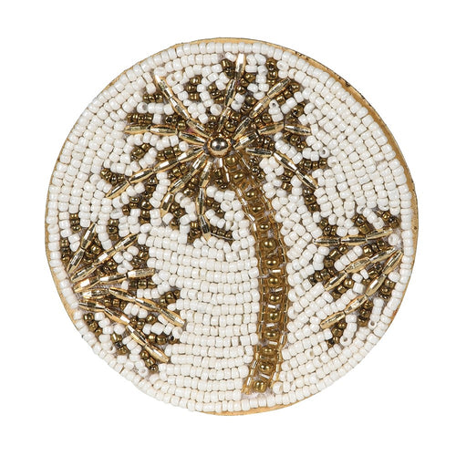 Set Of 4 Beaded Gold Palm Coasters