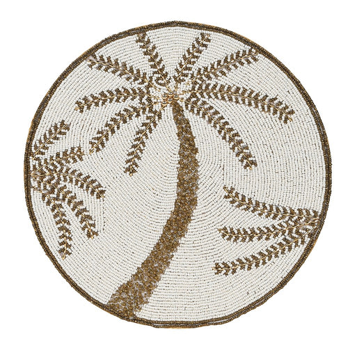 Set Of 4 Beaded Gold Palm Placemats