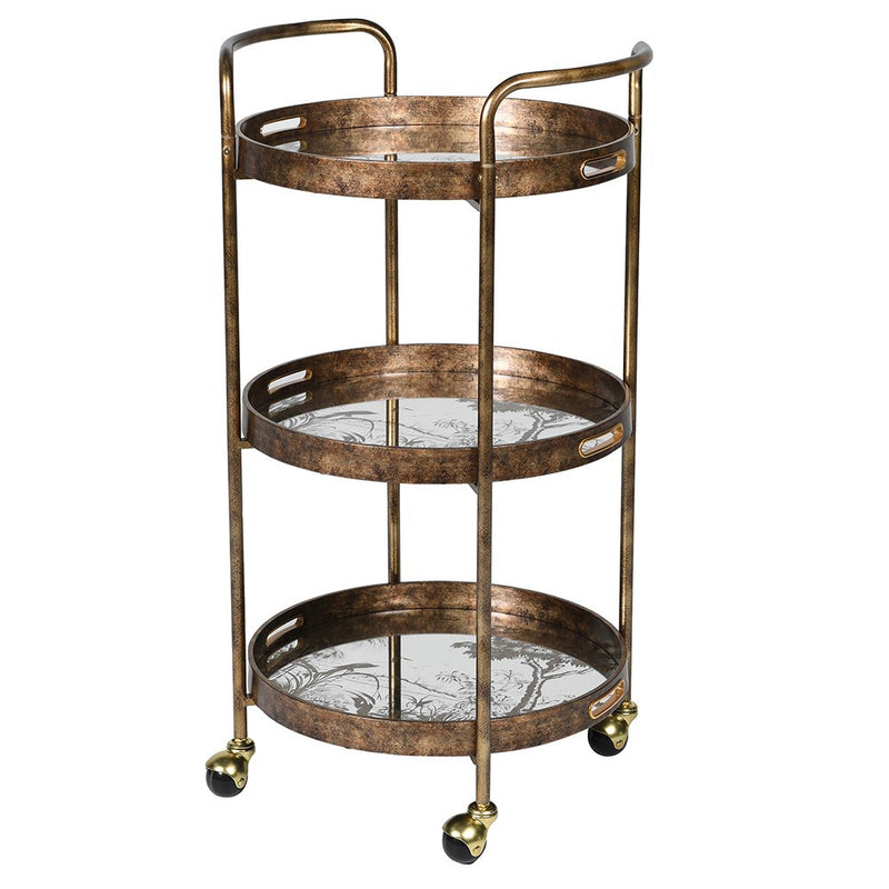 Antique Gold 3 Tier Drinks Trolley