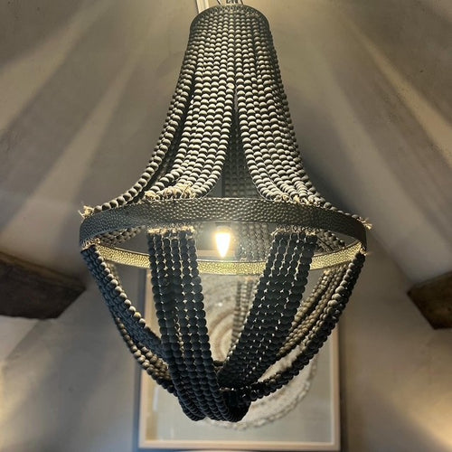 Black Wooden Beaded Chandelier