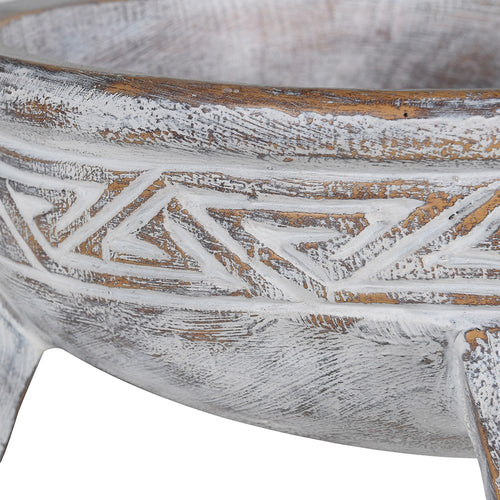 White Washed Carved Bowl