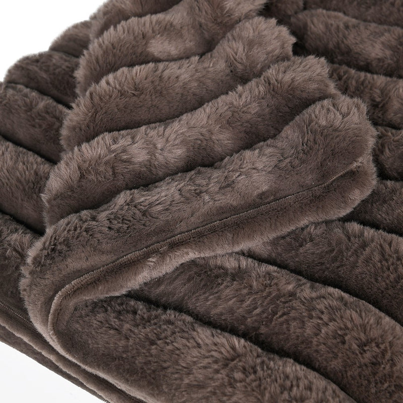 Cozy Chocolate Faux Fur Ribbed Throw