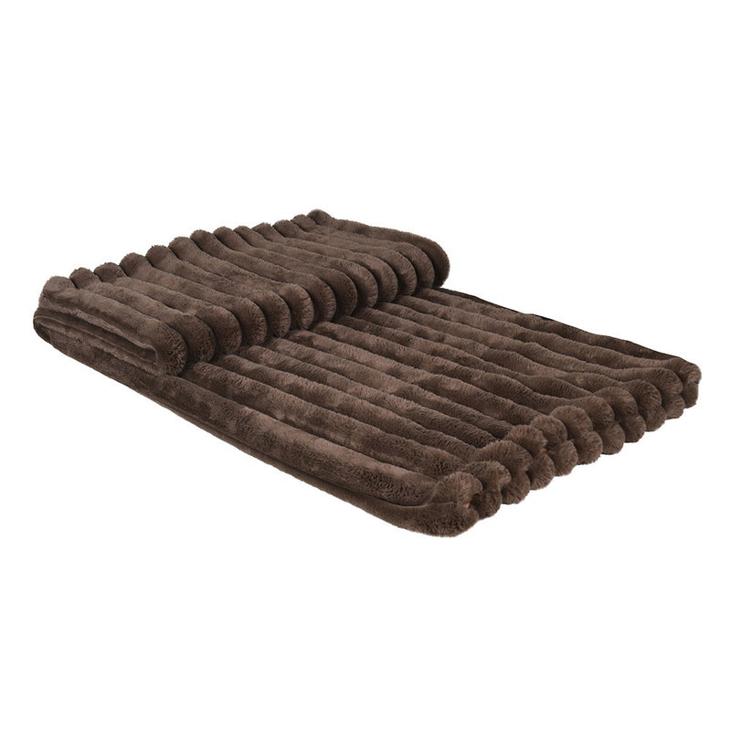 Cozy Chocolate Faux Fur Ribbed Throw