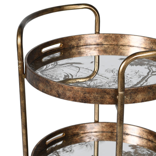 Antique Gold 3 Tier Drinks Trolley