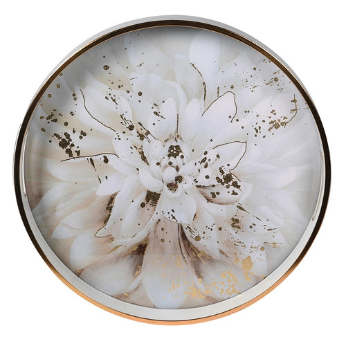 Round Speckled Gold Floral Tray