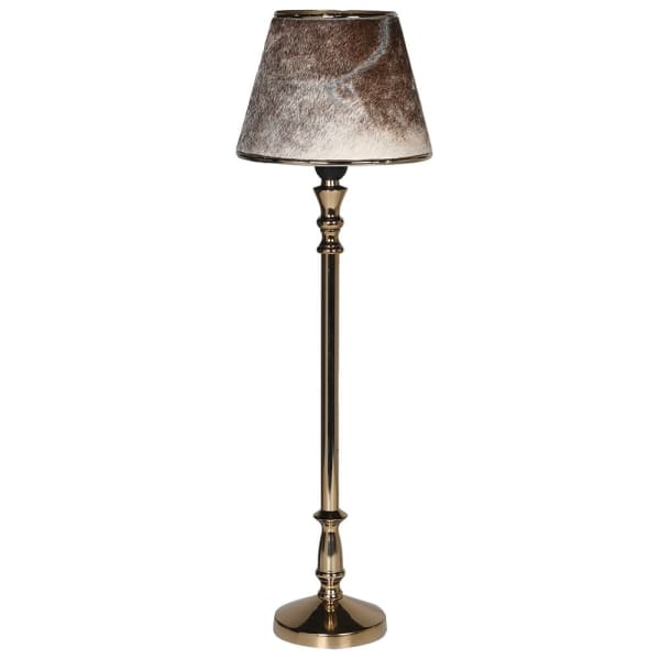 Thin Gold Lamp With Natural Hide Shade