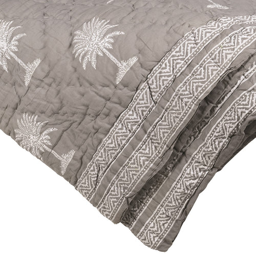 Grey Tropical Palm Bedspread