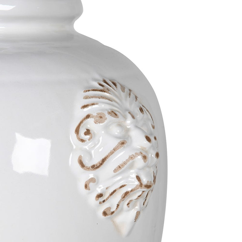 White Grecian Style Lidded Jar