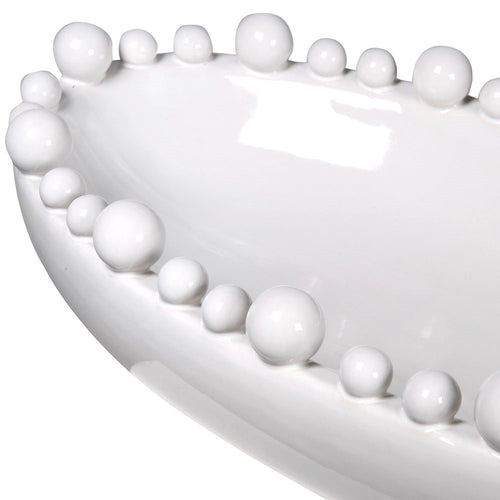 White Oval Ball Edge Bowl