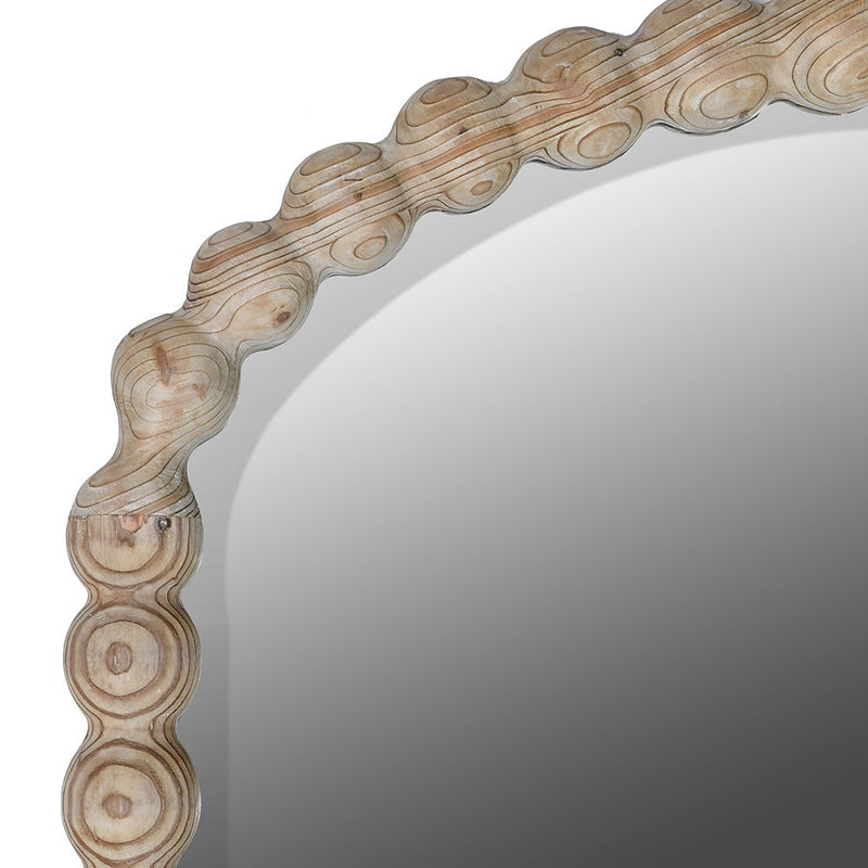Bobble Edged Natural Wooden Mirror