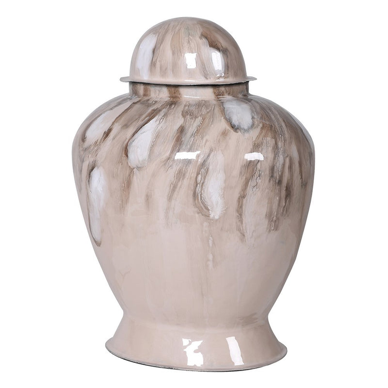 Large Enamel Lidded Vase