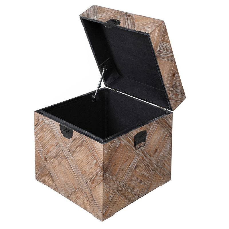 Square wooden storage trunk