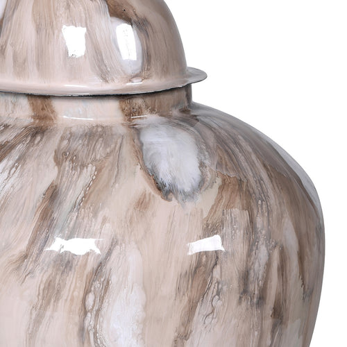 Large Enamel Lidded Vase