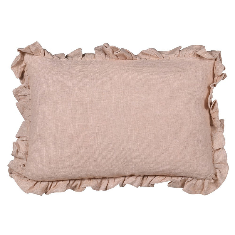 Pink Linen Frill Cushion