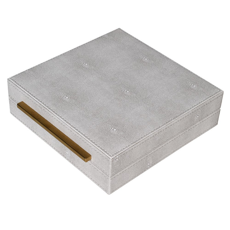 Set Of 3 Ivory Faux Shagreen Boxes