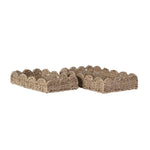 Set Of 2 Rattan Scalloped Trays