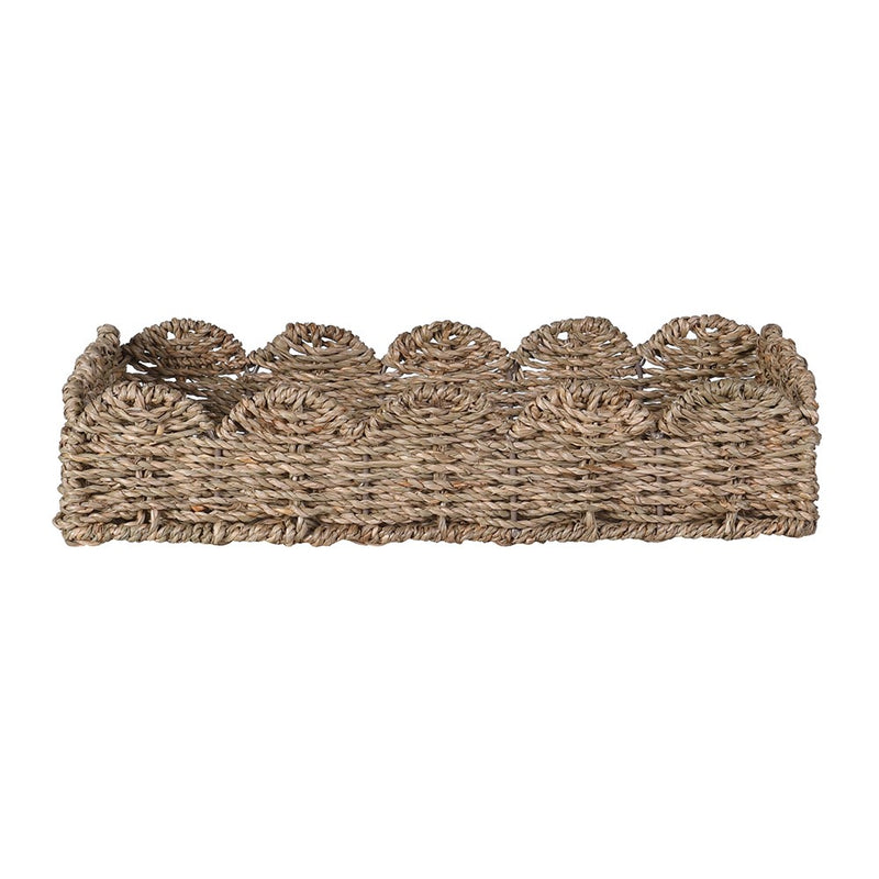Set Of 2 Rattan Scalloped Trays