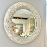 Round White Shell Mirror