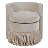 Taupe Fringed Swivel Occasional Chair