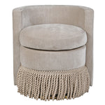 Taupe Fringed Swivel Occasional Chair