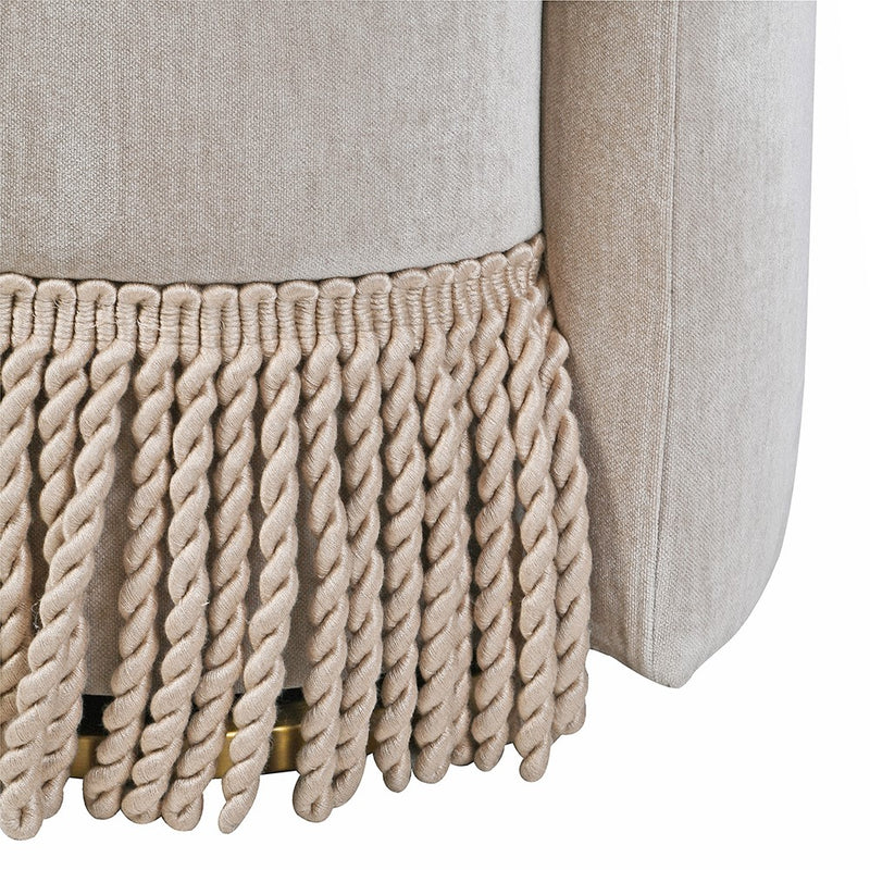 Taupe Fringed Swivel Occasional Chair