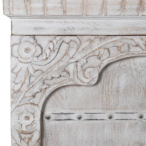 White Washed Carved 4 Door Sideboard