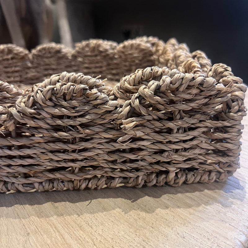 Set Of 2 Rattan Scalloped Trays