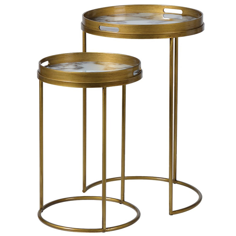 Set Of 2 Marbled Tray Tables