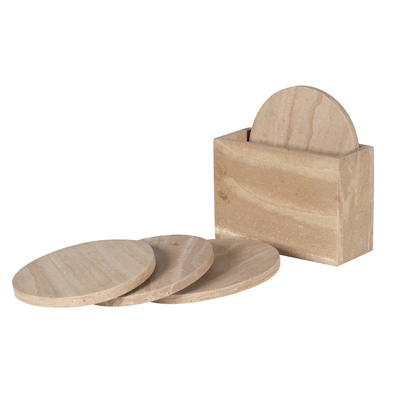 Set Of 4 Faux Travertine Coasters