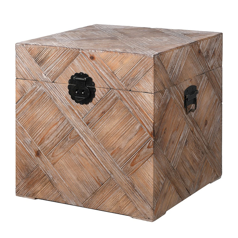 Square wooden storage trunk