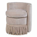 Taupe Fringed Swivel Occasional Chair