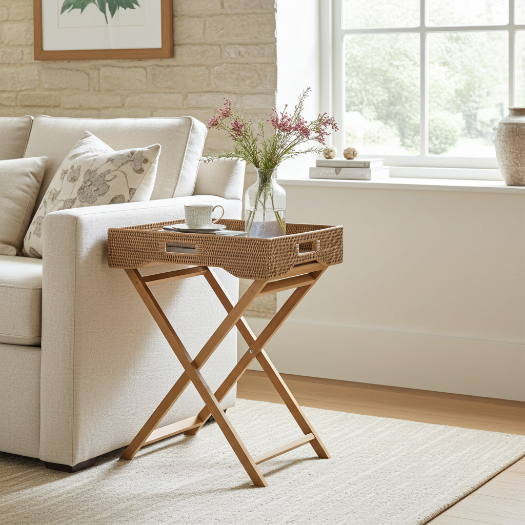 Rattan Butlers Table – Cotswold Luxe