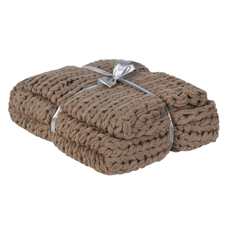 Coffee Chunky Knitted Blanket