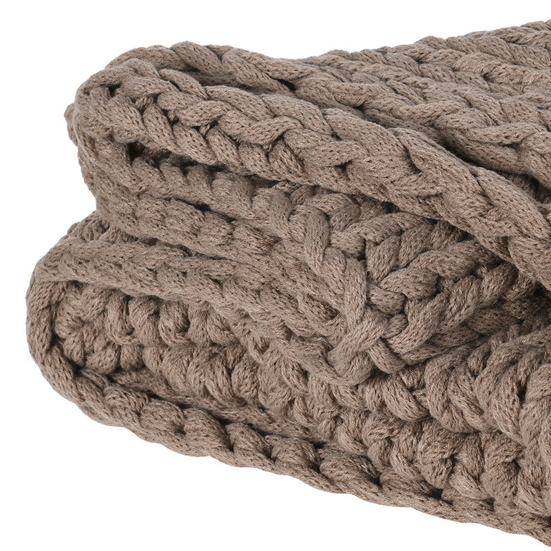 Coffee Chunky Knitted Blanket