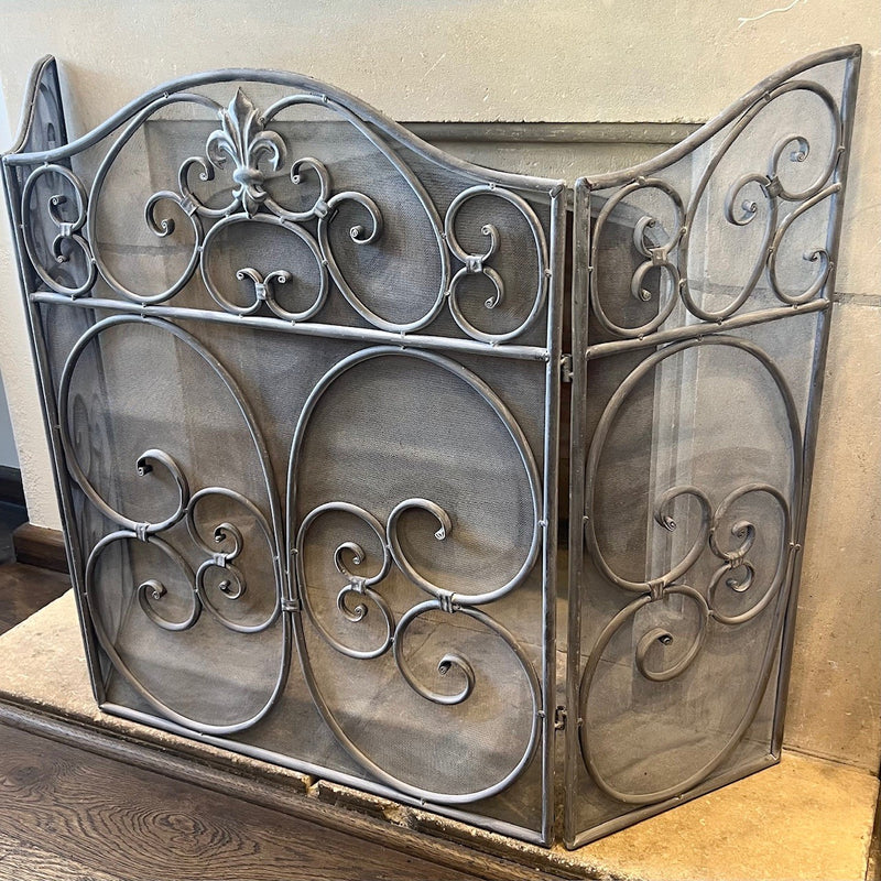 Grey Wash Metal Fire Screen