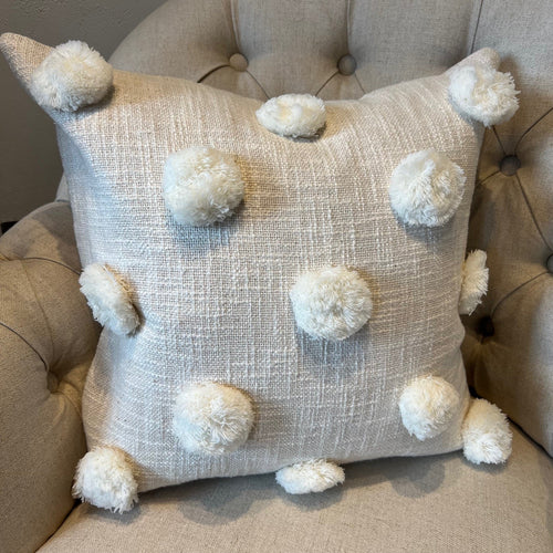 Natural Pom Pom Cushion