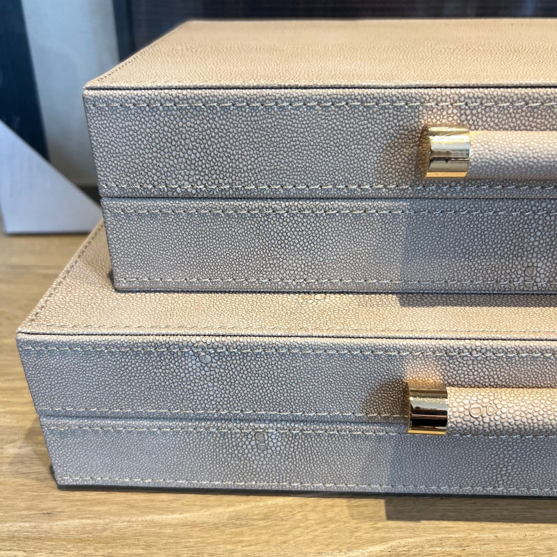 Set Of 2 Ivory Shagreen Boxes