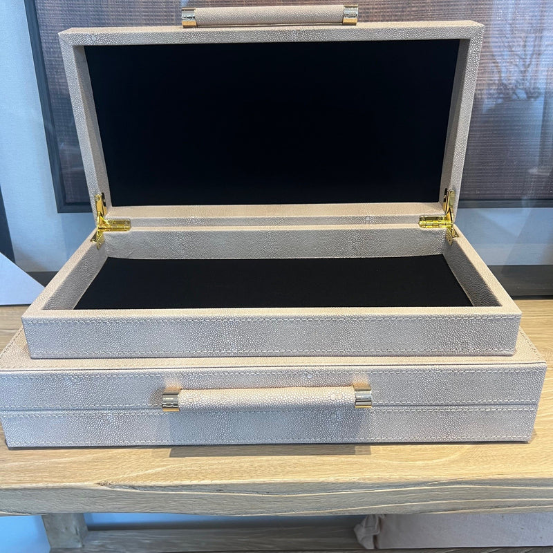 Set Of 2 Ivory Shagreen Boxes