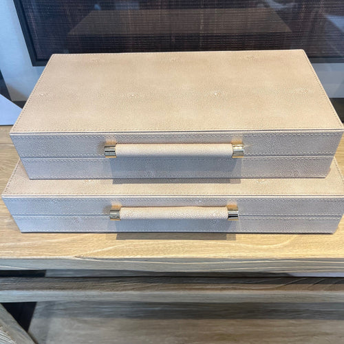 Set Of 2 Ivory Shagreen Boxes