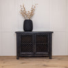 Black Distressed Lattice Cupboard