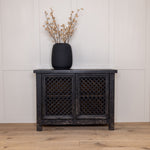 Black Distressed Lattice Cupboard